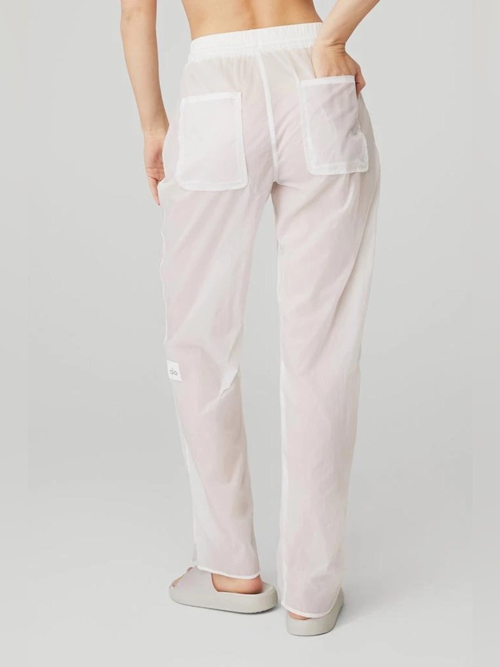 ALO Yoga Cloud Nine Sheer White Relaxed Drawstring Pants NWOT